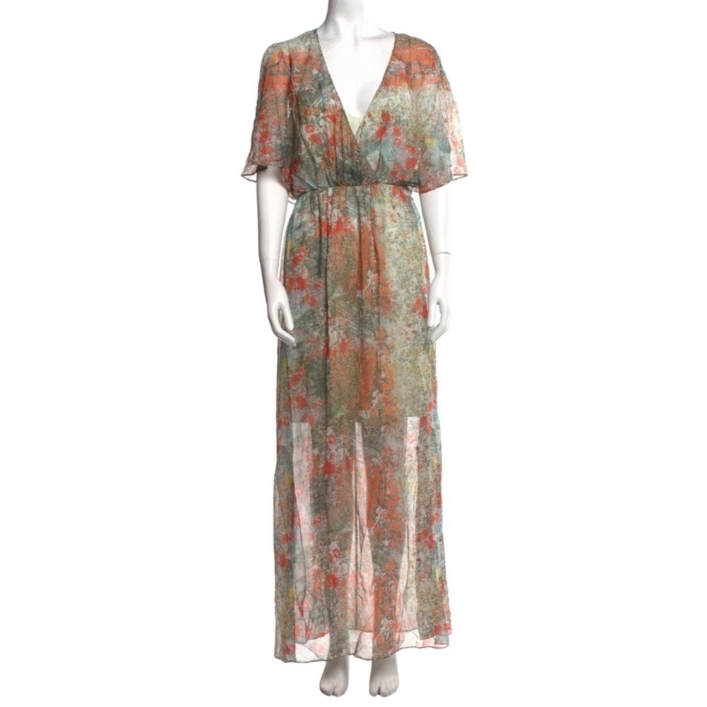 Alice + Olivia Floral Maxi Silk Dress XS Wedding Spring Bridal
